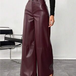 SHEIN Maroon Wide-Leg Pants